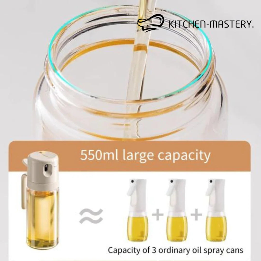 2 in 1 Oil Sprayer & Dispenser Bottle – Olive Oil & Vinegar Mister for Cooking, BBQ, Baking & Air Fryer Use - Kitchen-Mastery