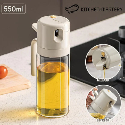 2 in 1 Oil Sprayer & Dispenser Bottle – Olive Oil & Vinegar Mister for Cooking, BBQ, Baking & Air Fryer Use - Kitchen-Mastery