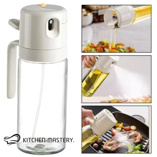 2 in 1 Oil Sprayer & Dispenser Bottle – Olive Oil & Vinegar Mister for Cooking, BBQ, Baking & Air Fryer Use - Kitchen-Mastery